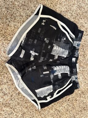 Under Armour Black and White HeatGear Athletic Shorts